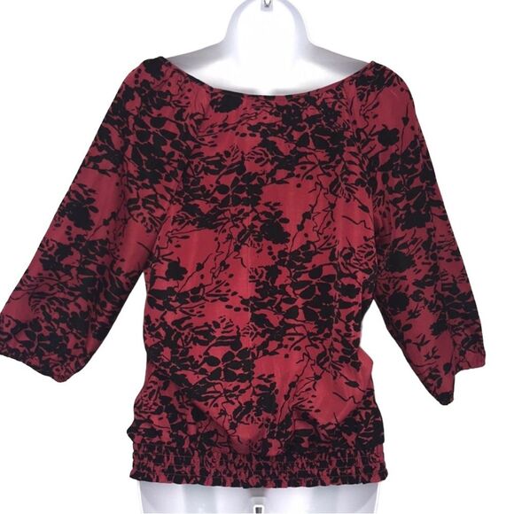 The Limited Red & Black Velvet Embossed Top Sz. small - Picture 2 of 8